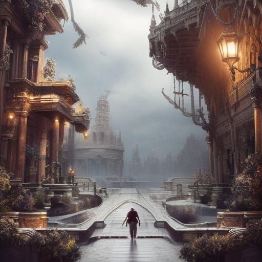 Dramatic Digital Painting of Running Late