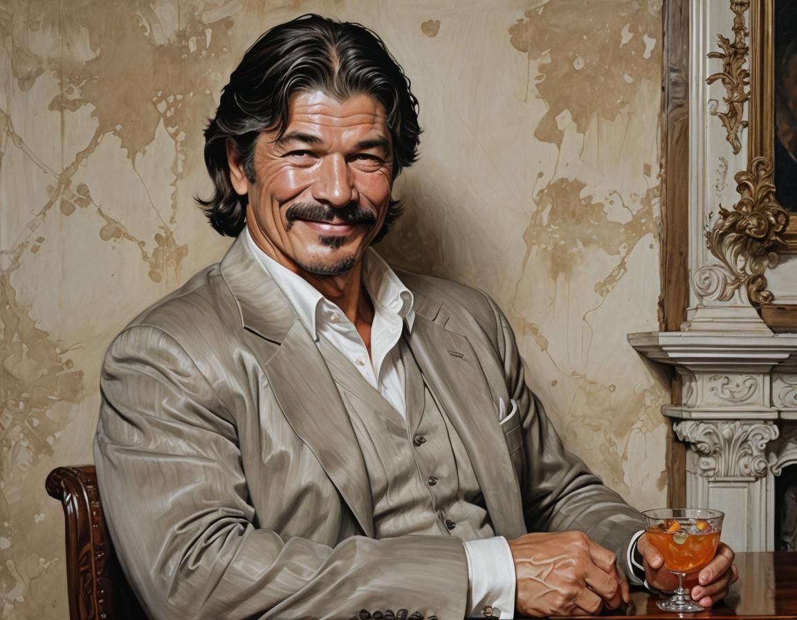 Chiaroscuro Portrait of Man with Evil Smile