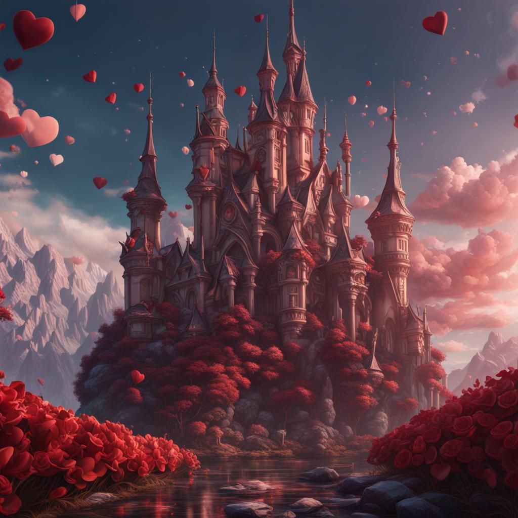 Fantastical Valentine Matte Painting in Deep Color