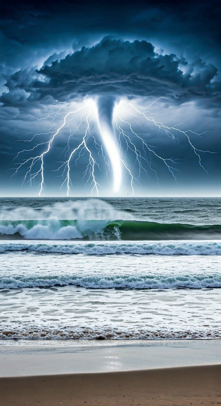 Cyberpunk Storm Apocalypse on a Coastal Cityscape