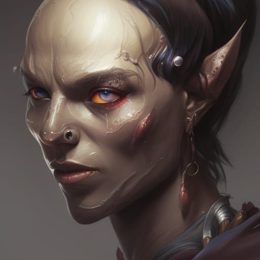 Demonic Dark Elf Portrait in Eldritch Fantasy Style