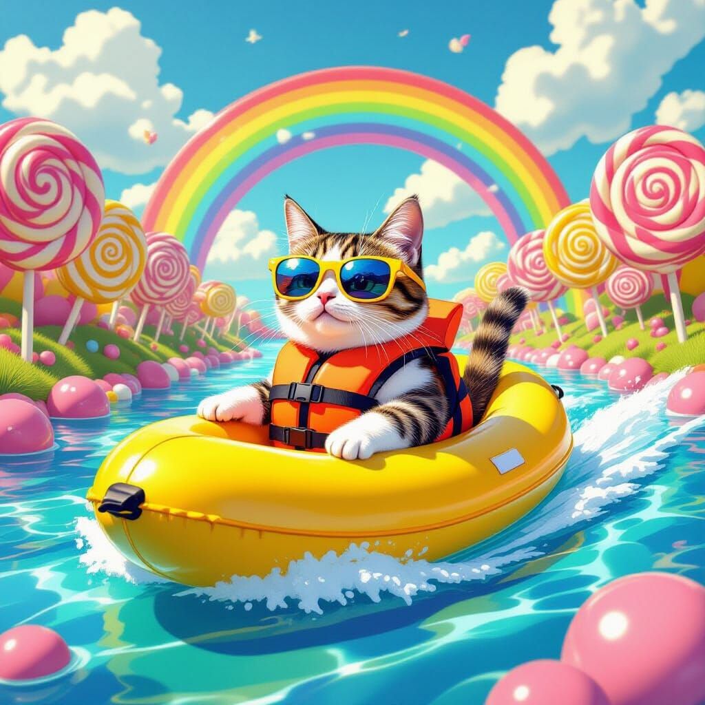 Cat Paddling Banana Boat in Candy Kingdom