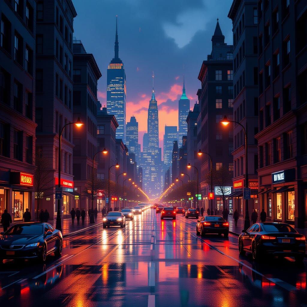 Twilight Metropolis Inspired by Syd Mead