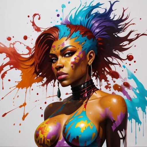 Amethyst Woman in Graffiti Street Art Style