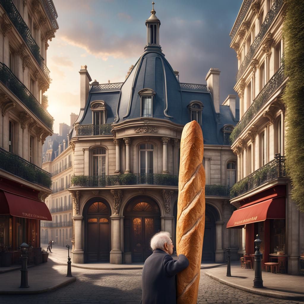 Parisian Buildings Carved in Baguette: Detailed Matte Painti...