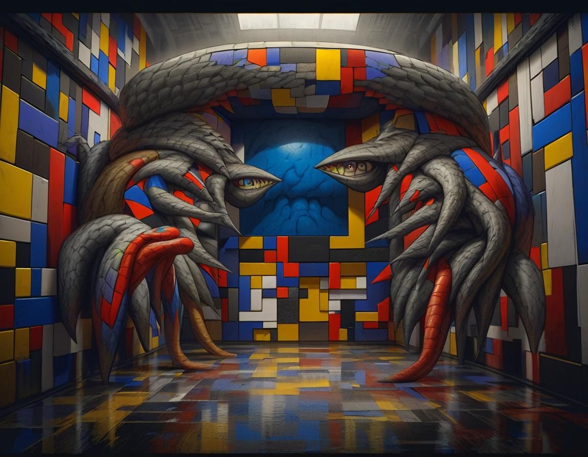 Surreal Digestive System Monster by Dali & Mondrian