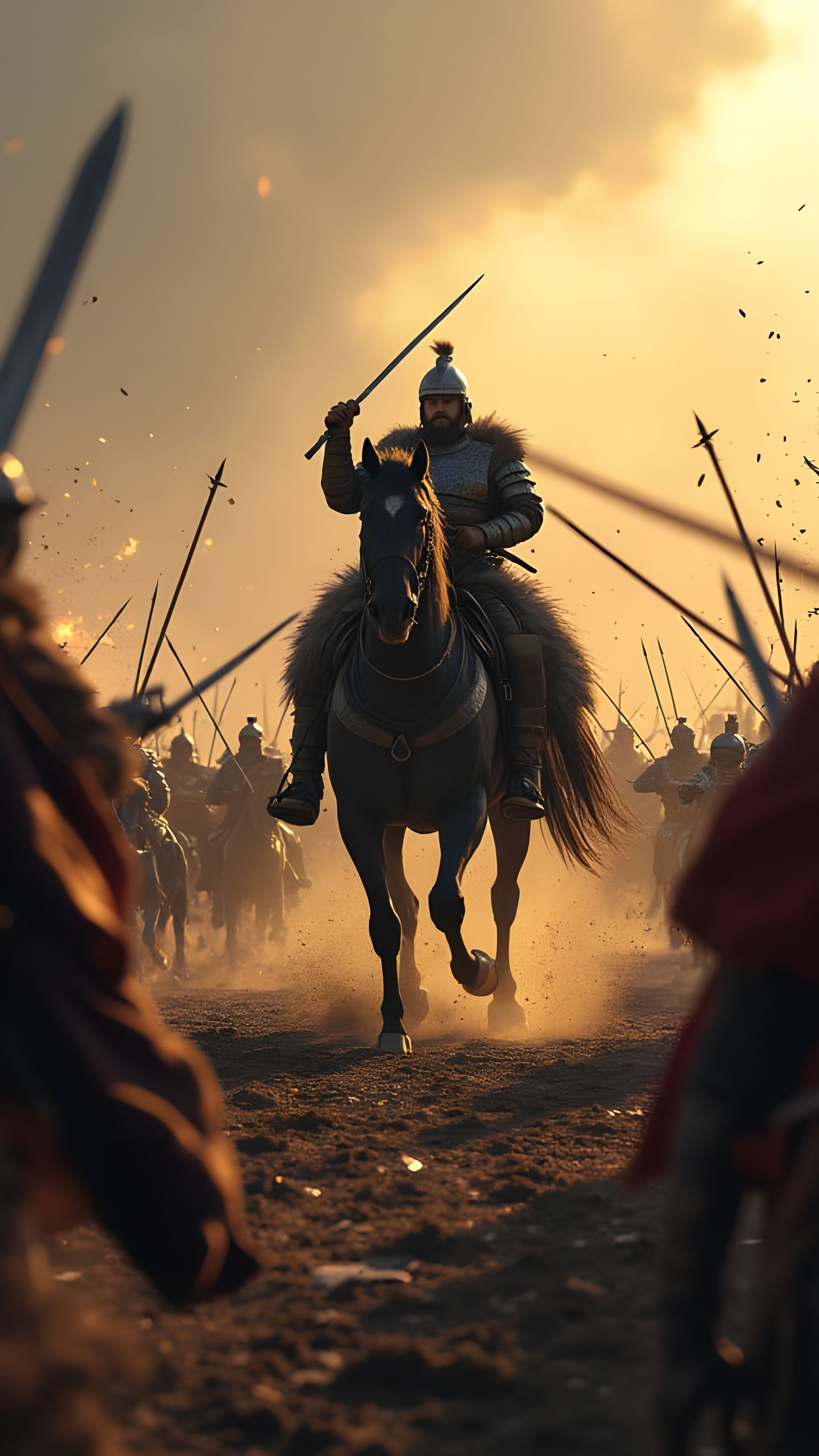 Epic Medieval Battlefield Clash in Cinematic Style