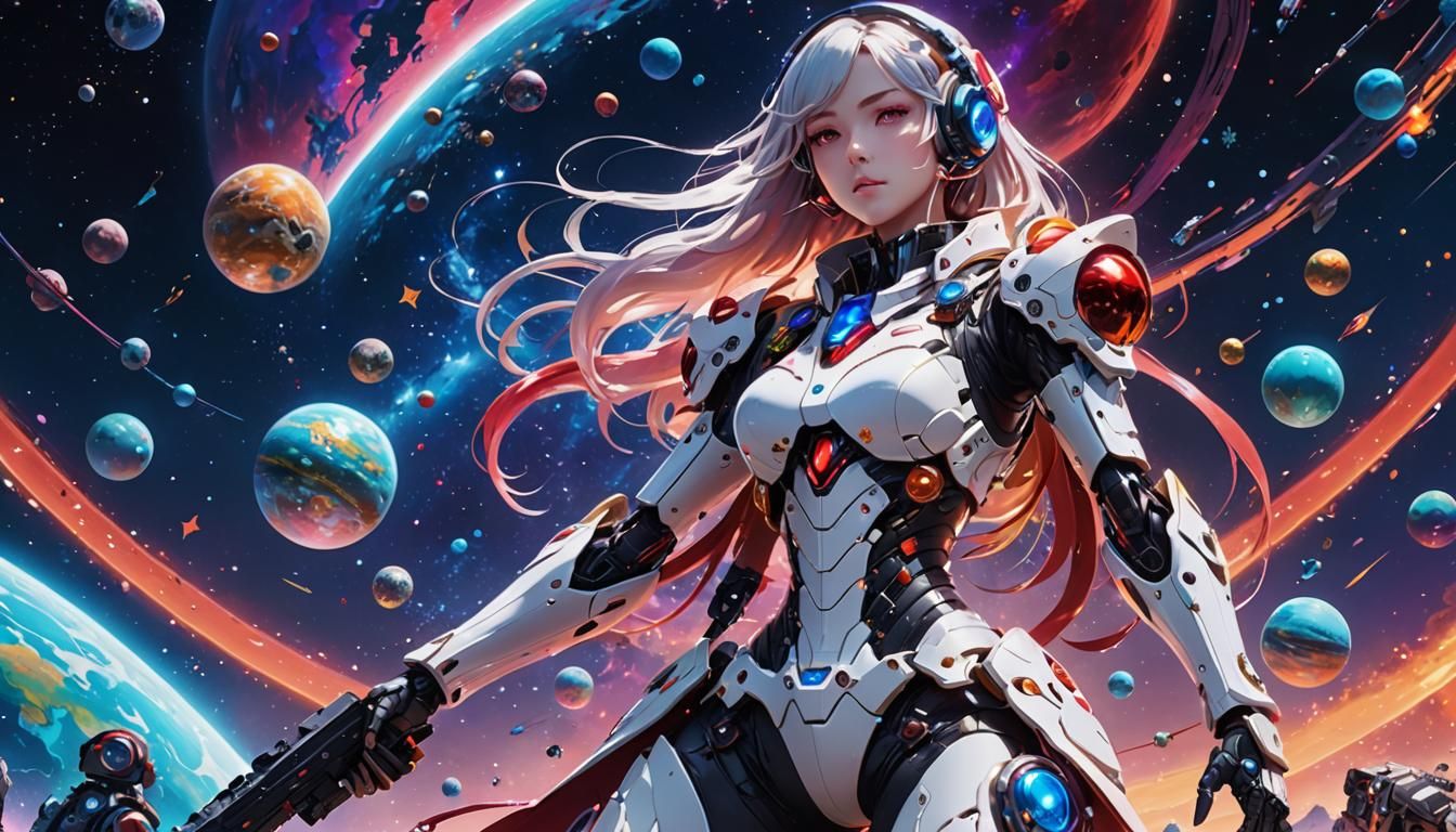 Anime Nintendo Switch Girl in Cyberpunk Armor