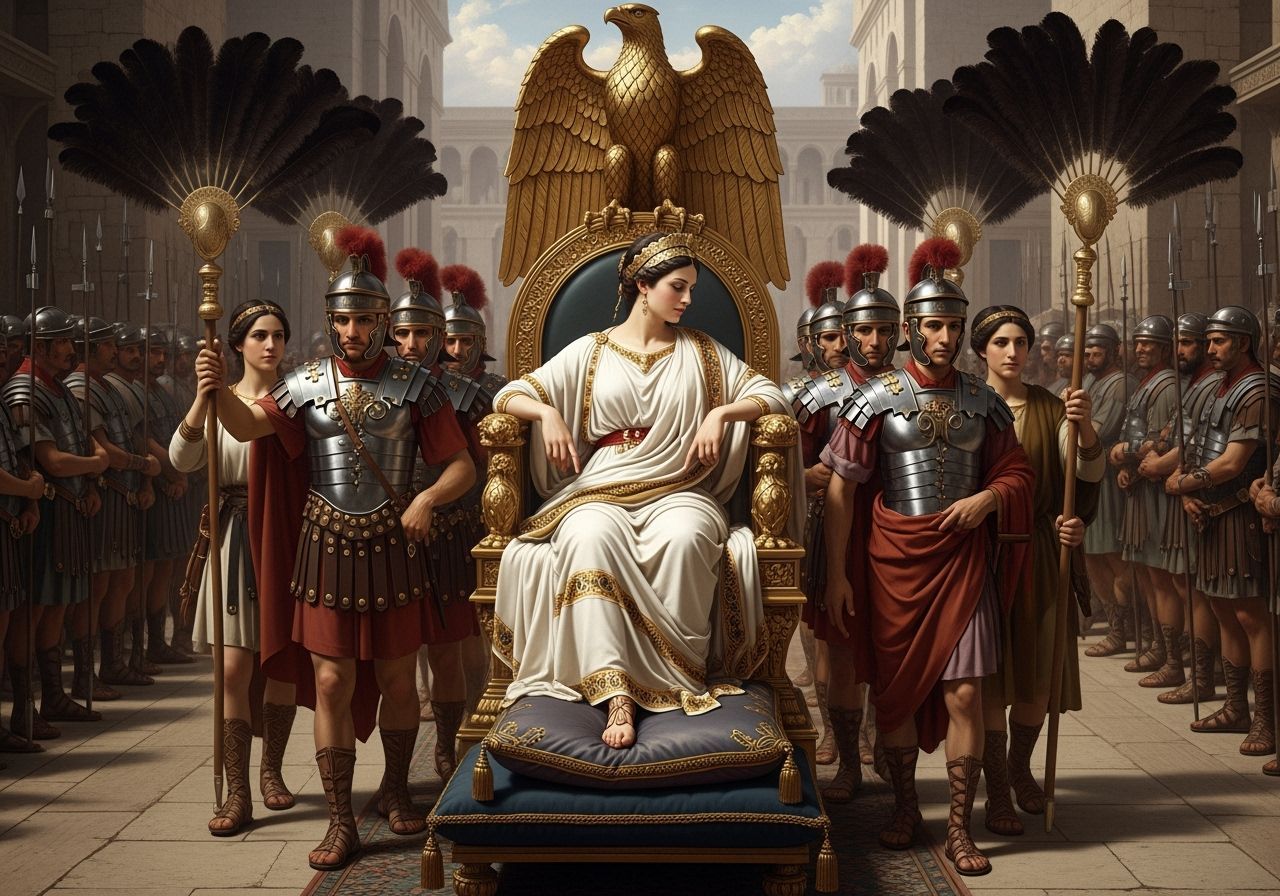 Roman Empress on Eagle Throne, Photorealistic Style