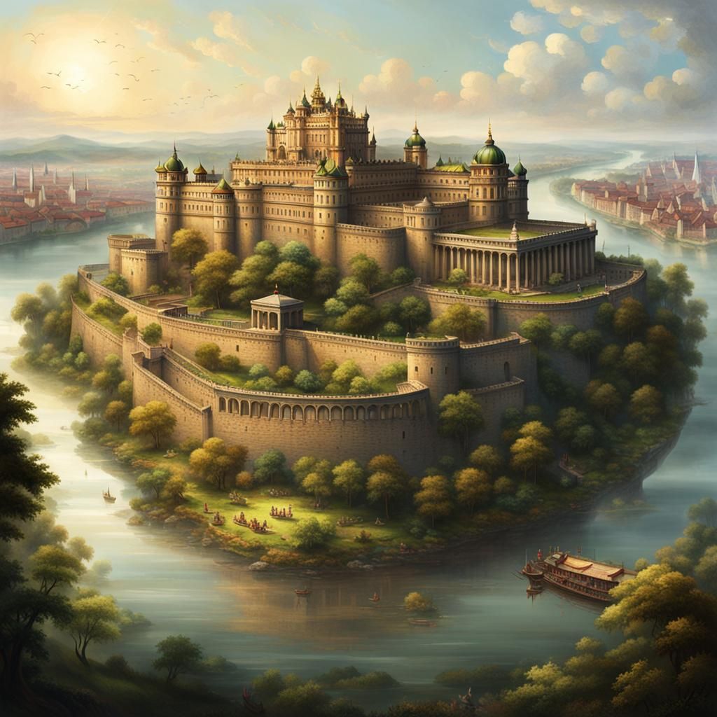 Riverside City Palace on a Hill