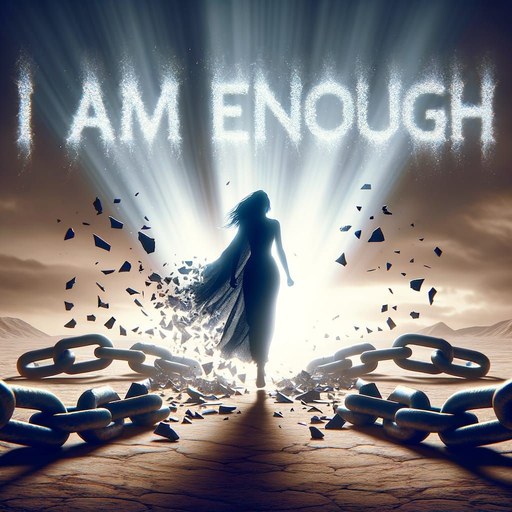 Empowered Woman Breaking Shackles of Oppression