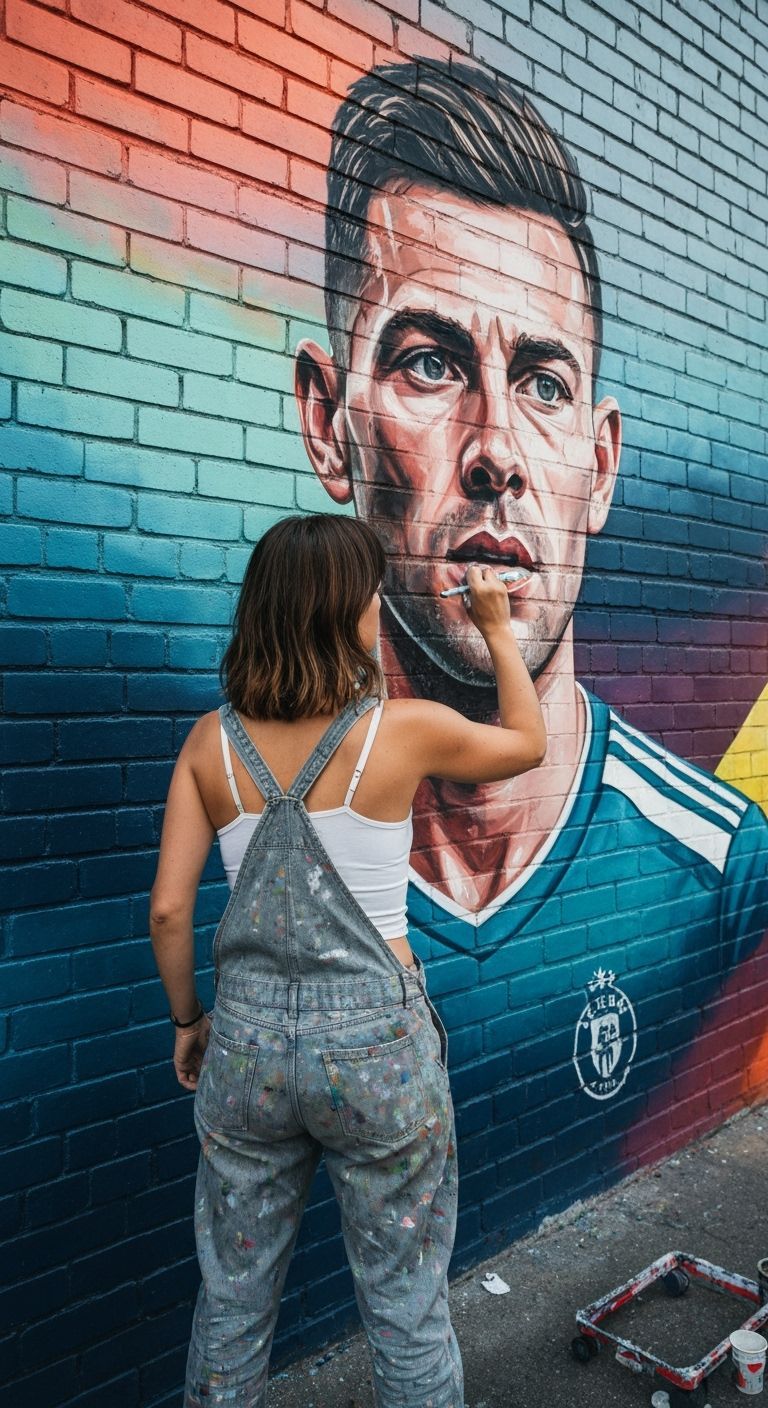 Hyperrealistic Mural of Diogo Jota in Cyberpunk Style