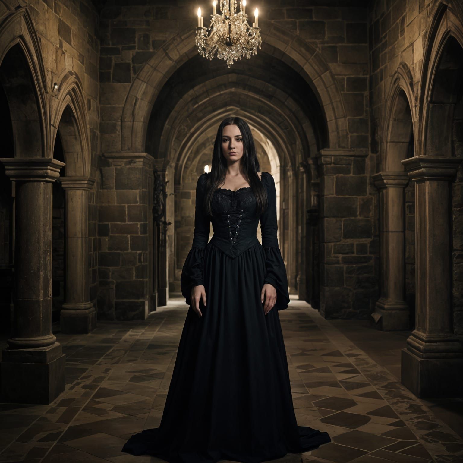 Gothic Princess in a Haunting Castle
