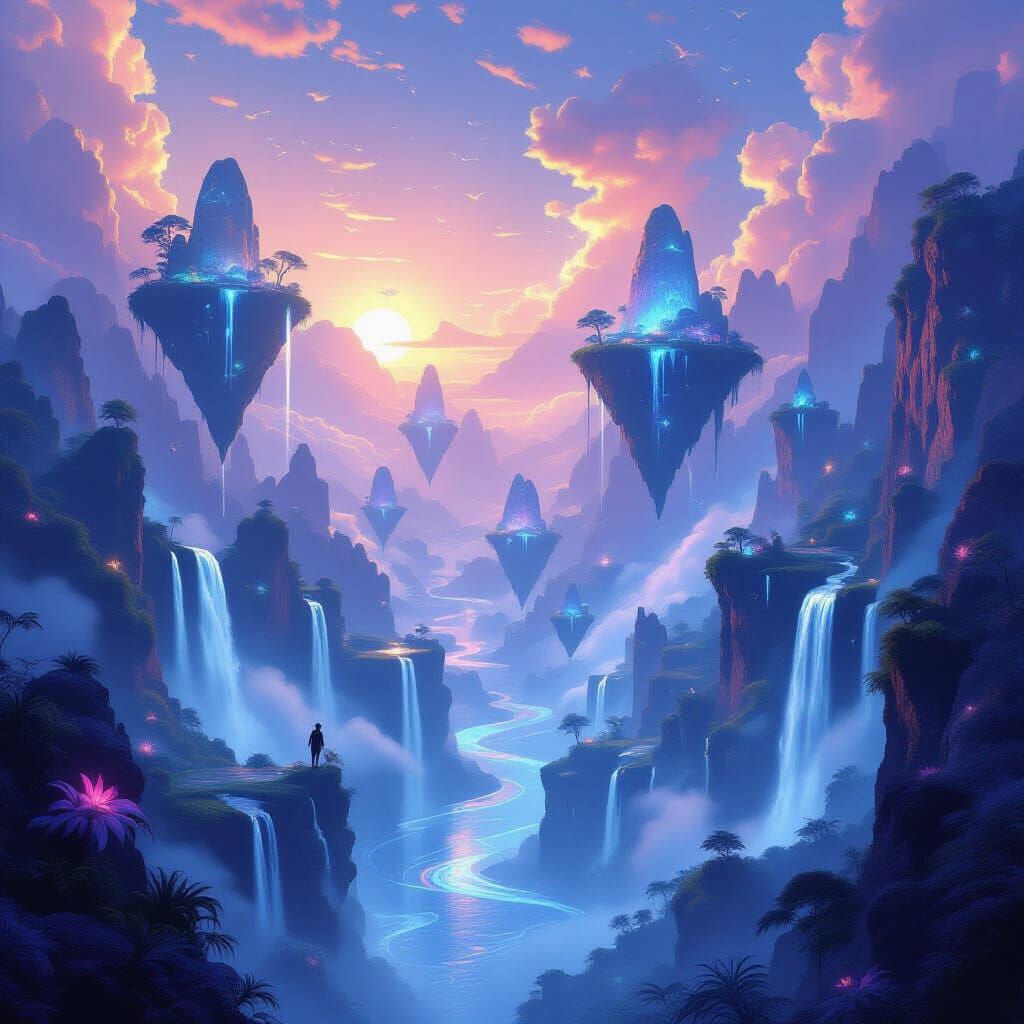 Surreal Floating Islands in Ethereal Digital Matte Painting