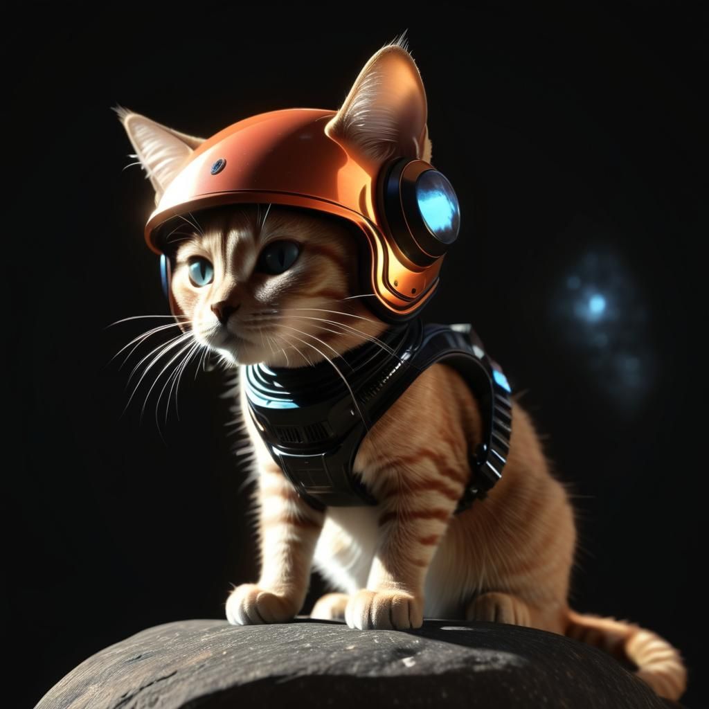 Alien Cat Digital Illustration in Biomechanical Style