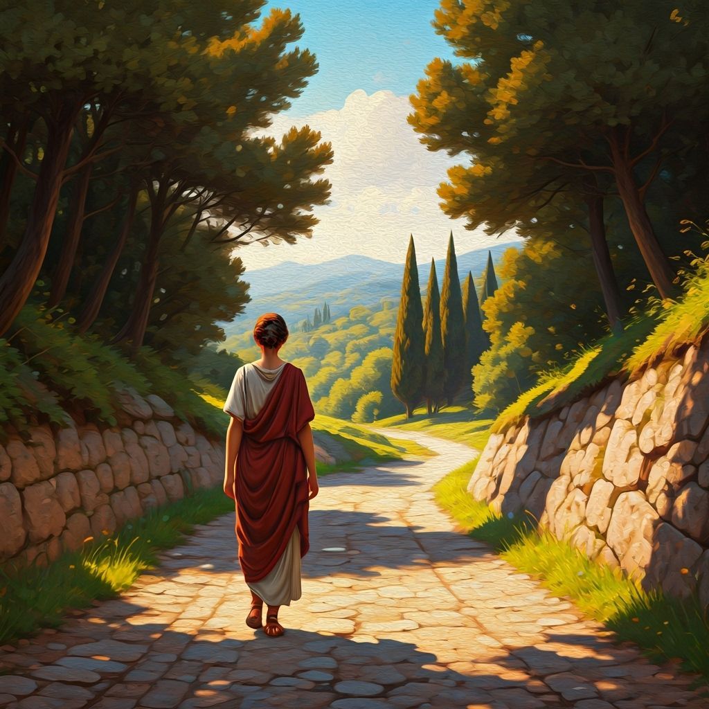 Ancient Roman Road Through Central Italy: Oil Painting