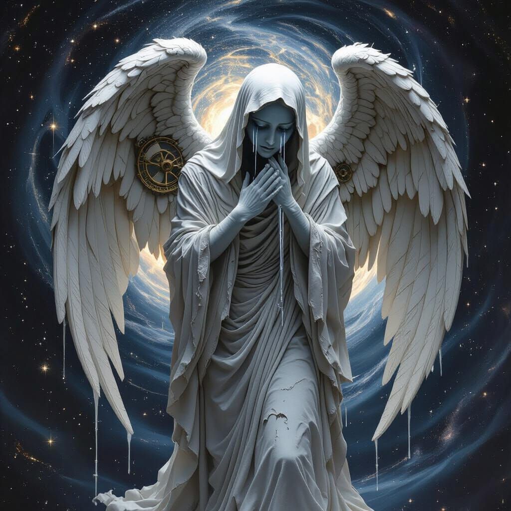 Weeping Angel with Clockwork Gears in Baroque Style