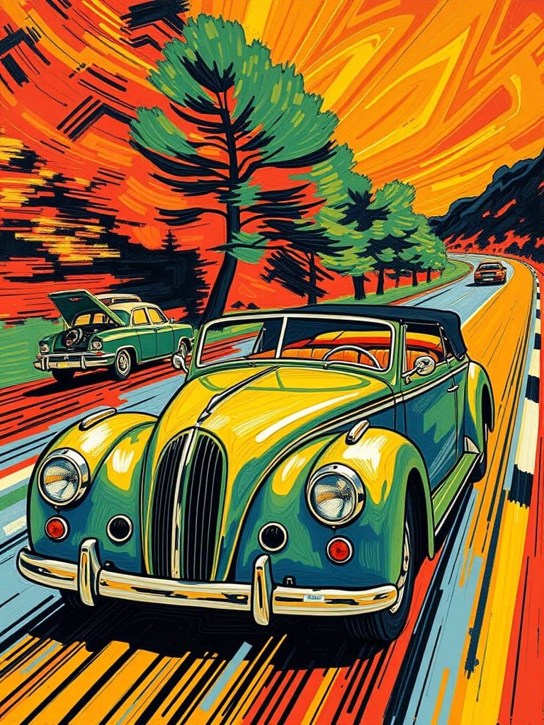 Fauvist Velocity in a Roaring Thirties Car