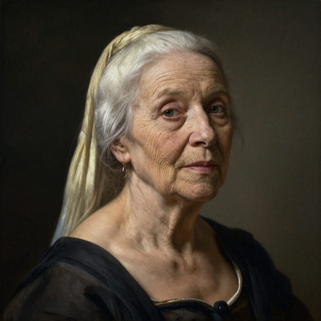 Renaissance Portrait of Elderly Woman with White Hair