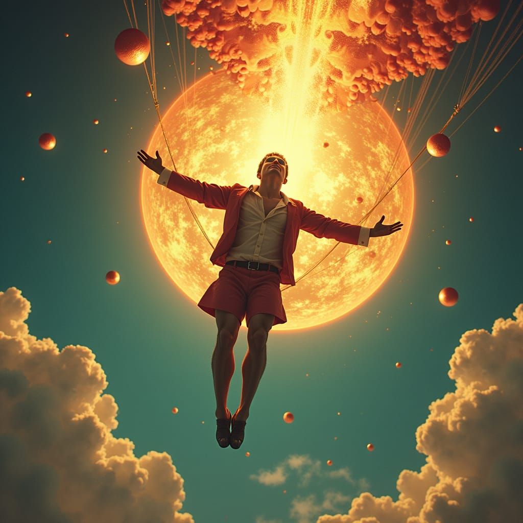 Psychedelic Art Nouveau Skydiver in 1930s Style