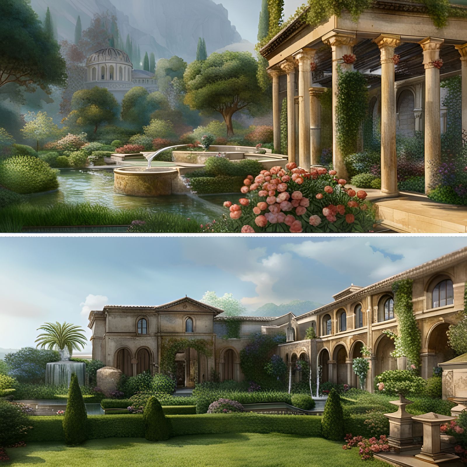 "11th Century Roman Villa" in watercolor