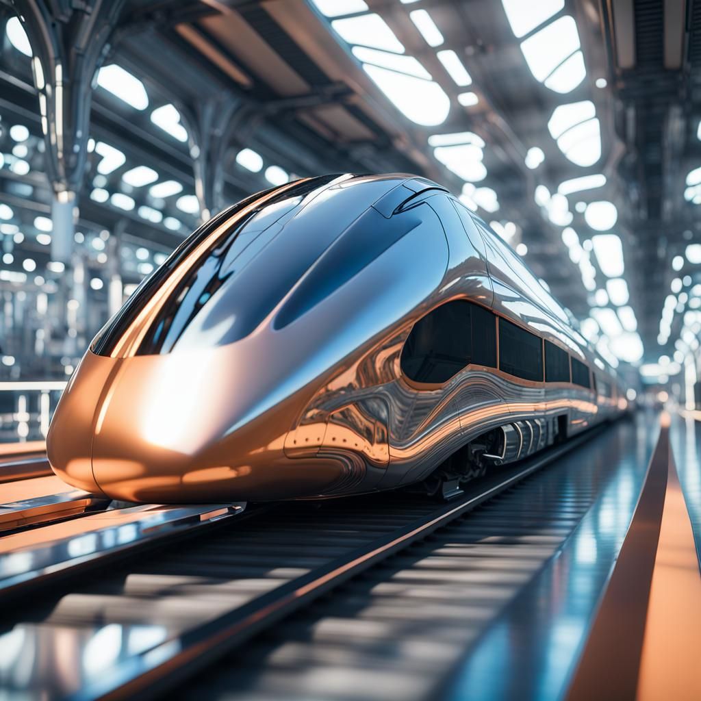 Futuristic High-Speed Train in Neo-Impressionistic Style