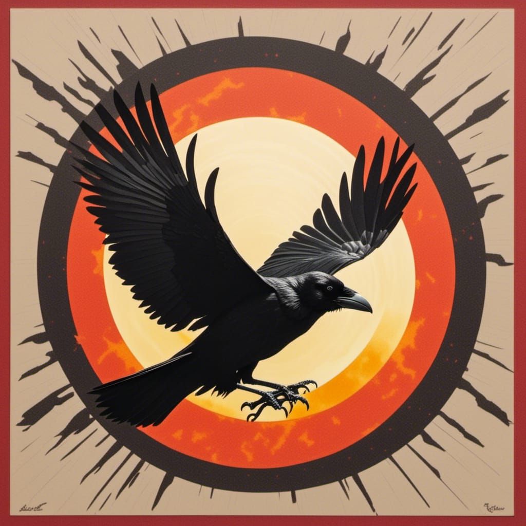 Raven Silhouette Against Glorious Morning Sun