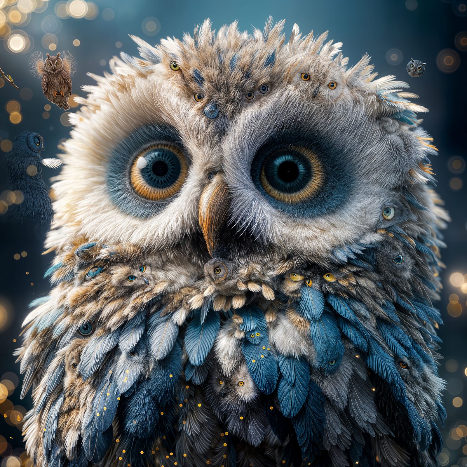 Hyperrealistic Owl Portrait in Joyful Flight