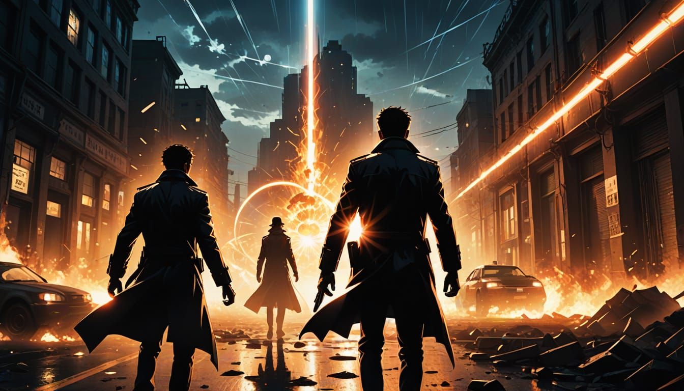 MIB Agents Duel in Retro-Futuristic Energy Storm