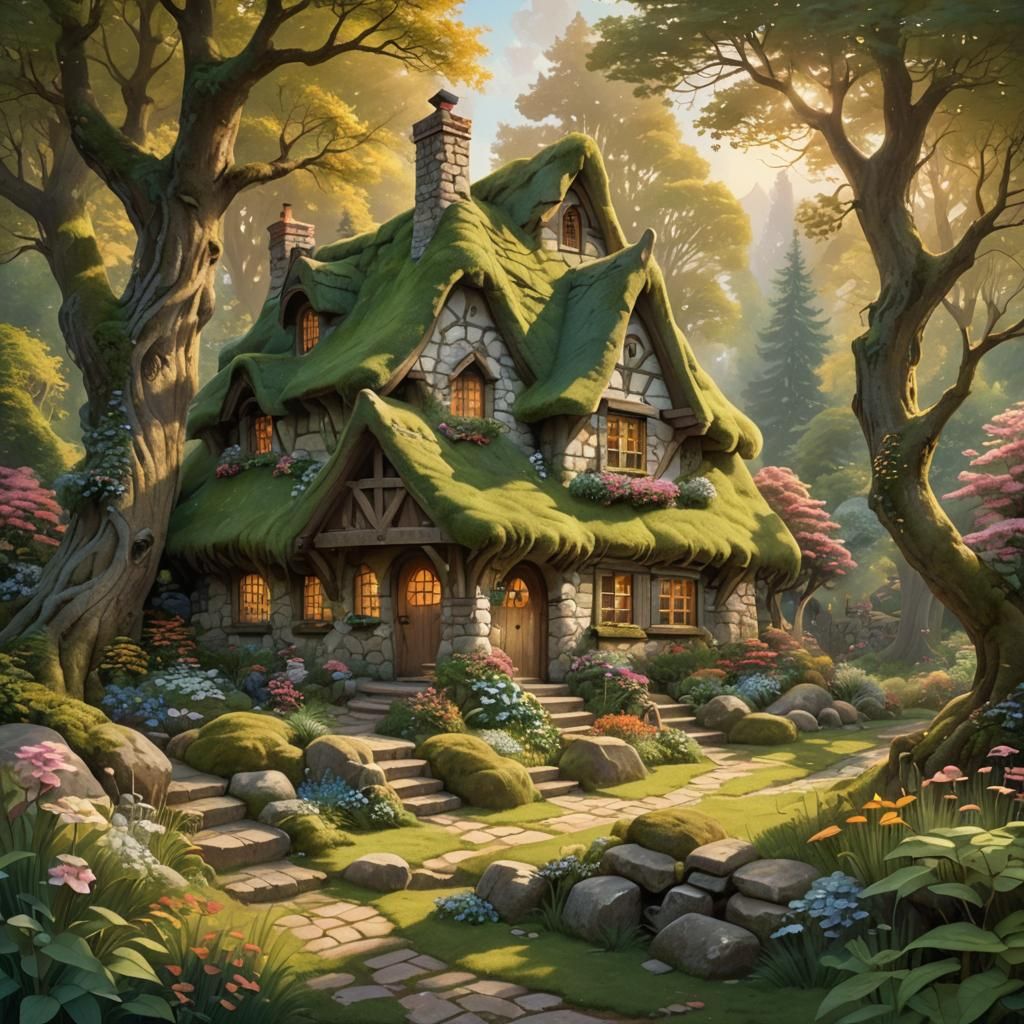 Whimsical Cottage in Fantasy Forest