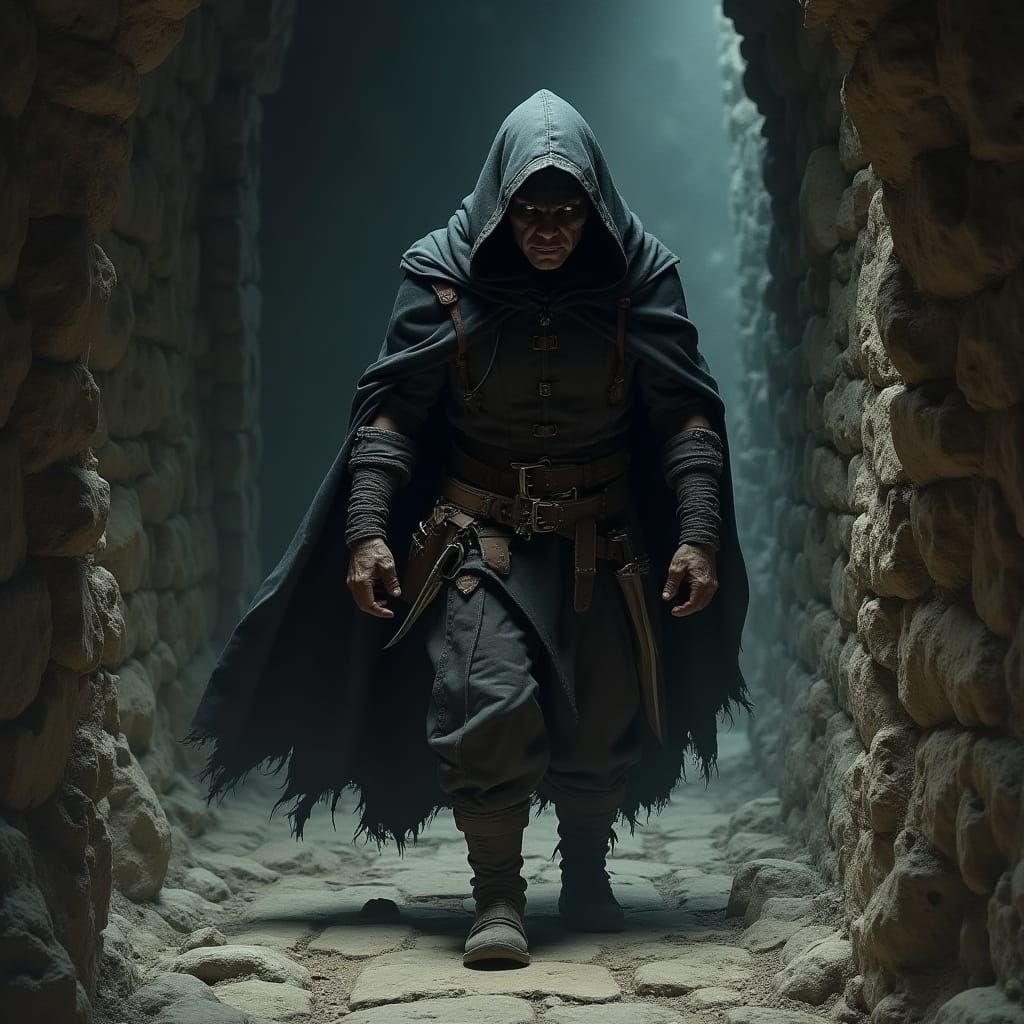 Halfling Thief in Dark Fantasy Dungeon