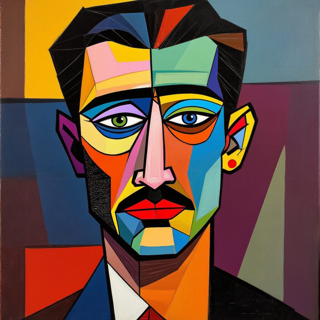 Geometric Emotion: Abstract Cubism in Kaleidoscopic Colors