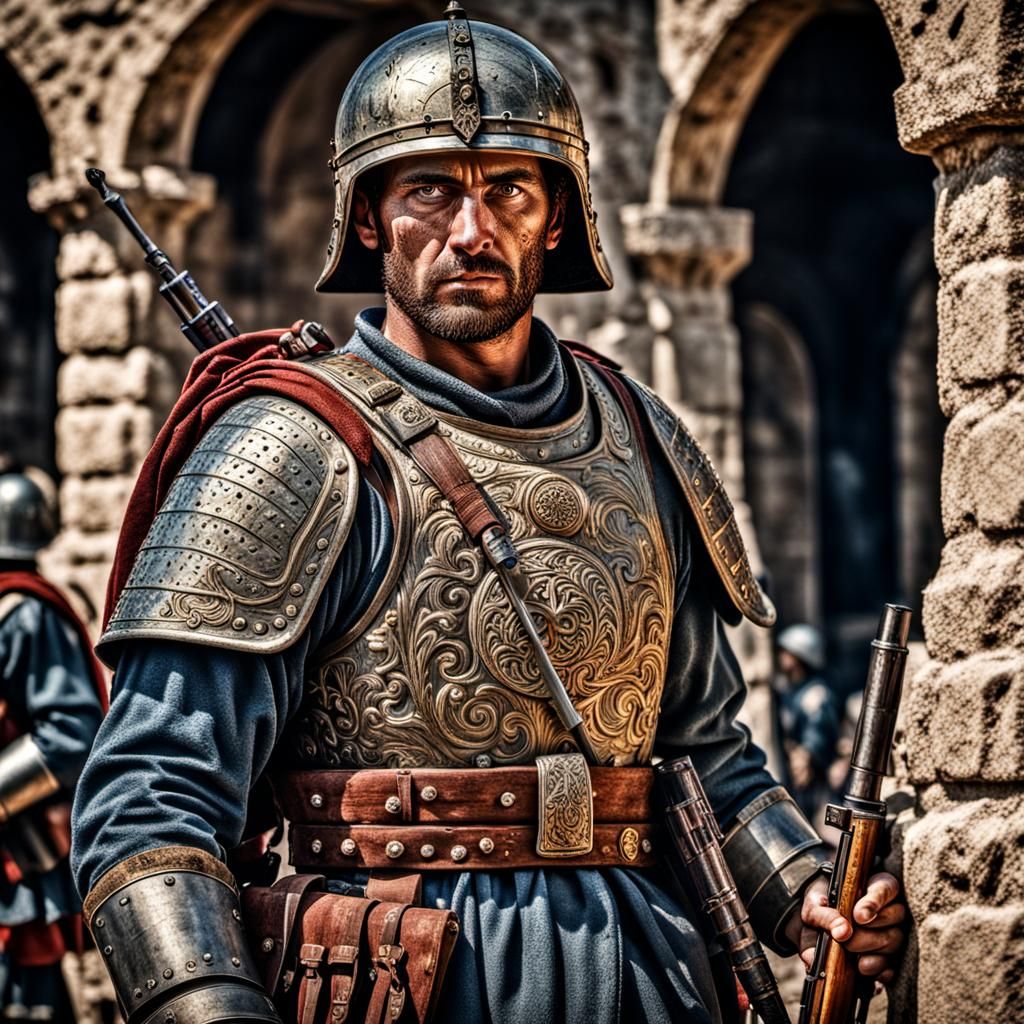 Modern Soldier as Byzantine Warrior, Hyperrealistic