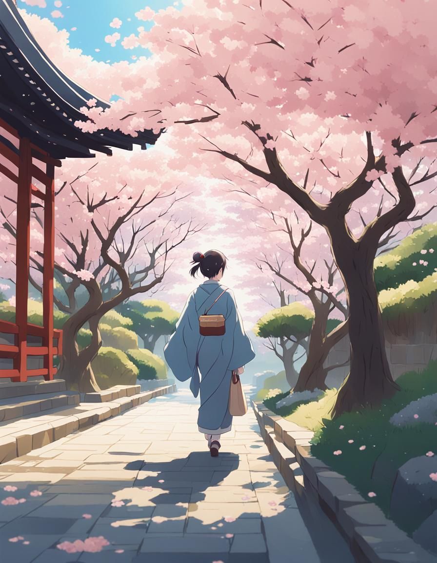 Woman in Garden as Anime Key Visual