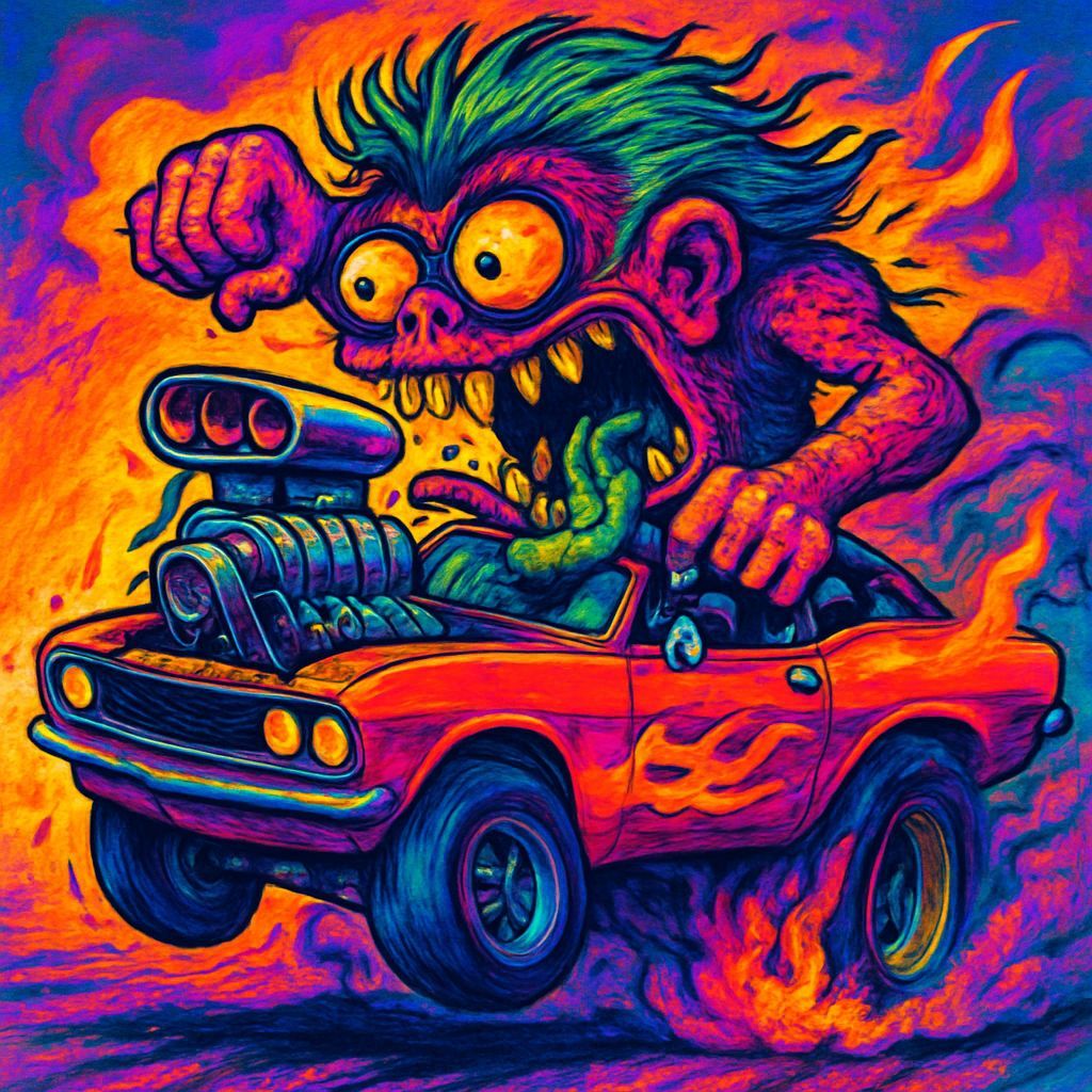 Rebellious Hot Rod Culture Monster Drives Muscle Car