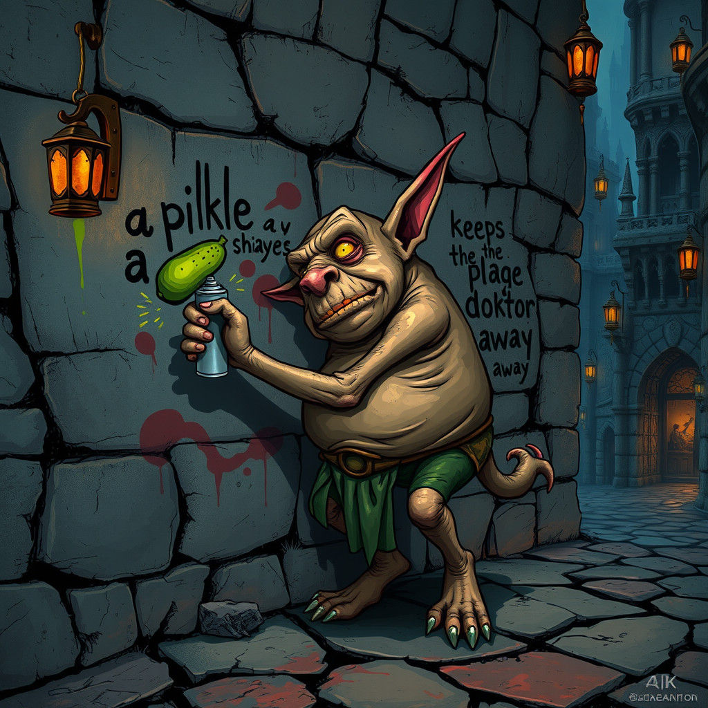 Humorous Goblin Graffiti Art in Comic Book Style