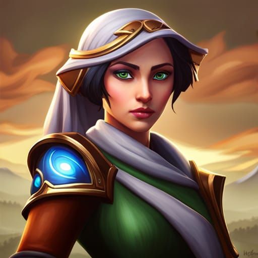 Fantasy Villager Portrait in World of Warcraft Style
