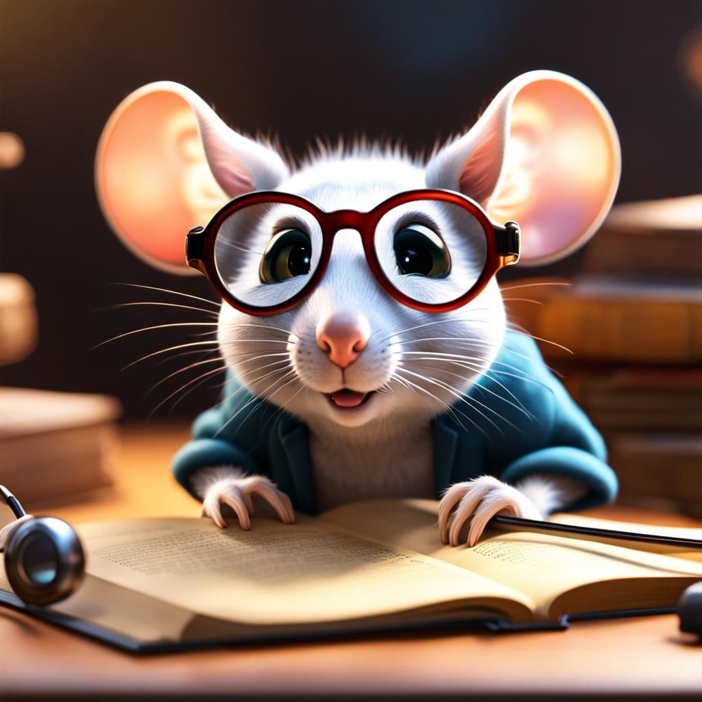 Cute Mouse with Glasses in Storybook Style