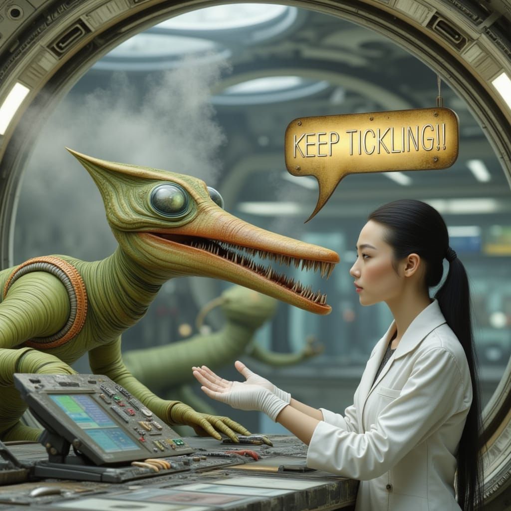 Crane Demands Tickles in Sci-Fi Lab: Surreal Photosurrealism