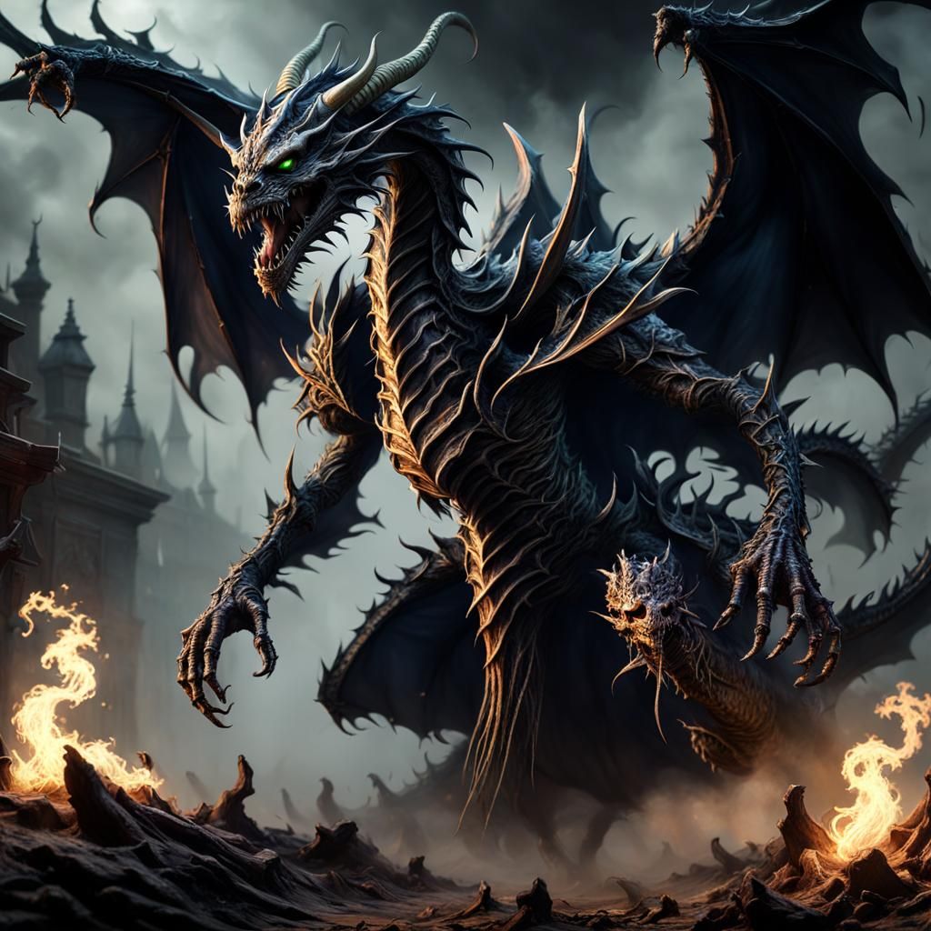 Decaying Dragon Lich in Shadow Fog