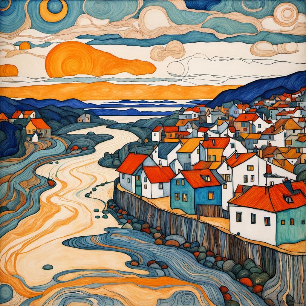 Abstract Organic Line Drawing in Art Nouveau Style