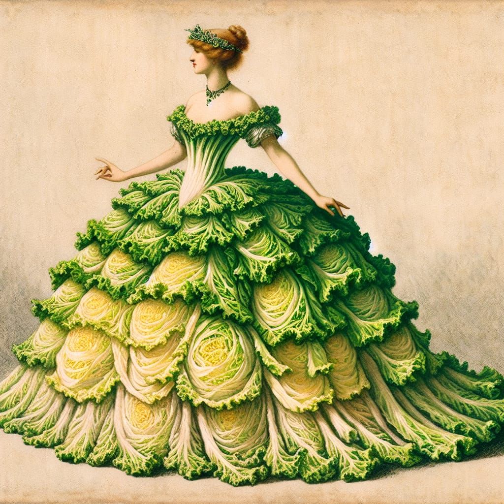 Lettuce Gown: A Surreal Impressionist Portrait