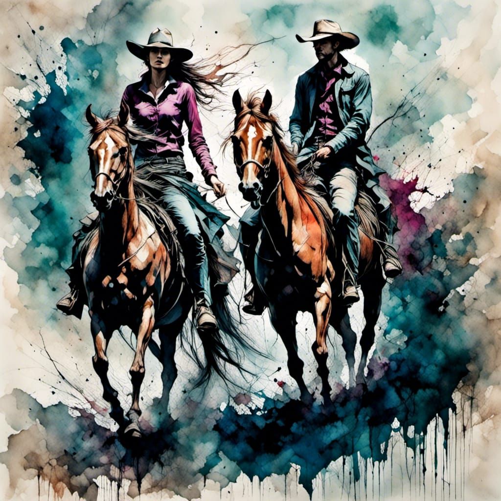 Cowboy Goddess and Partner with Horse