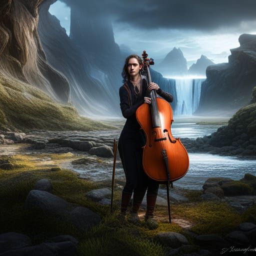 Fantastical Cello in Detailed Matte Painting