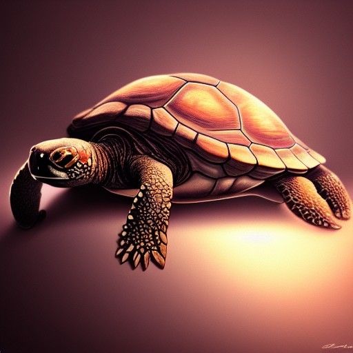 Anthropomorphic Turtle with Glowing Eyes Digital Painting