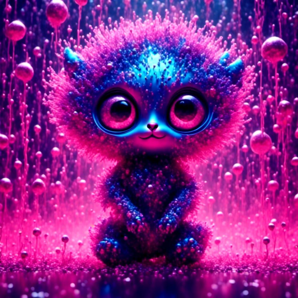 Adorable Chibi Alien with Surreal Background