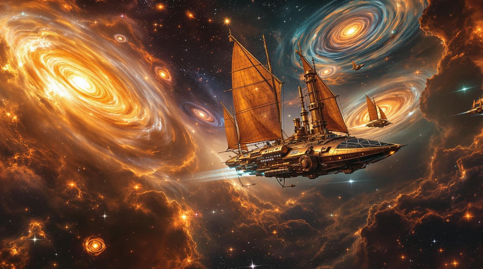 Steampunk Star Cruisers Sailing Through the Cosmos