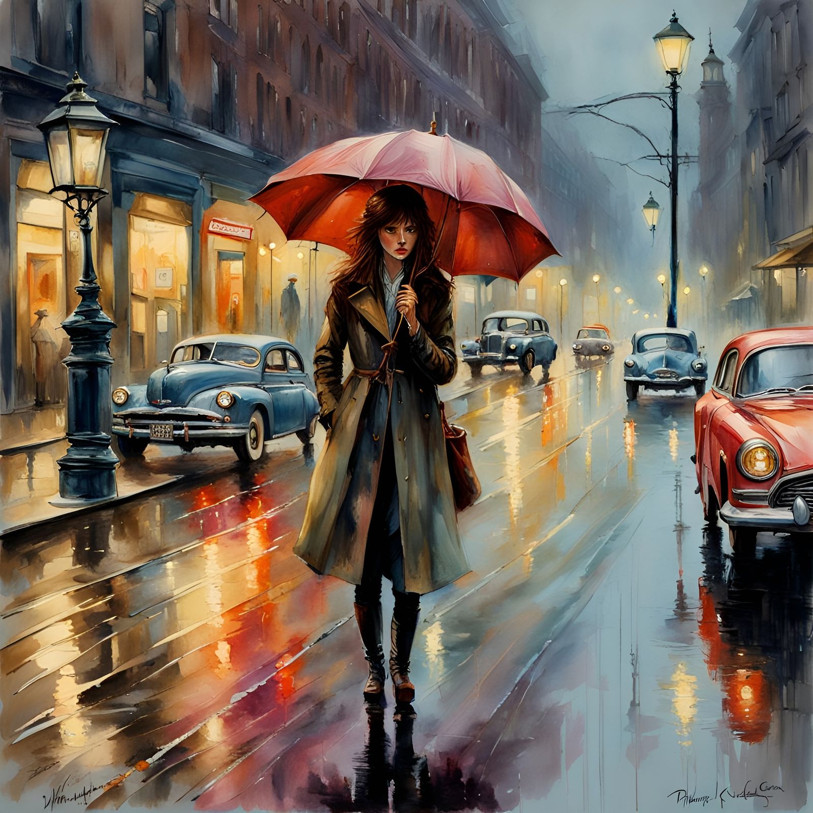 Eldritch Rainy Day Woman: Waterhouse-Style Watercolor