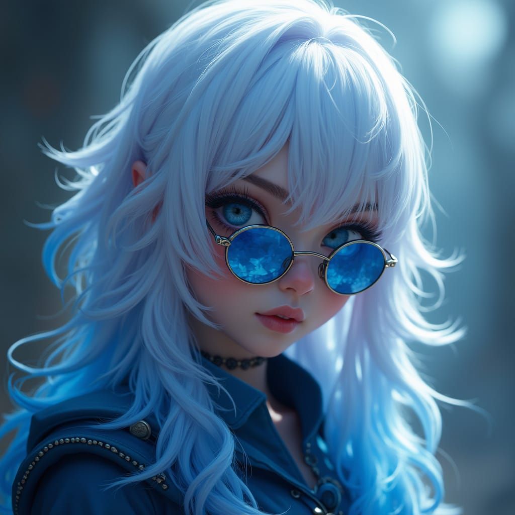 Ethereal Woman in Blue Hues