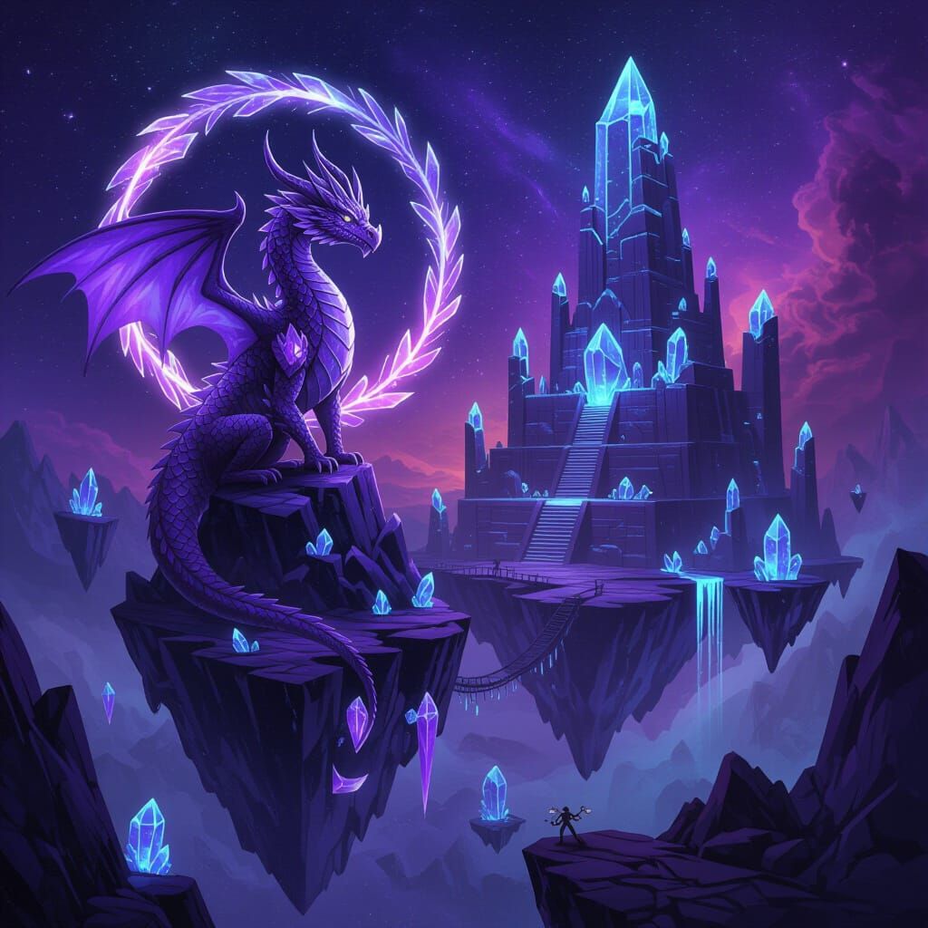 Majestic Crystal Dragon in Nebula: Concept Art